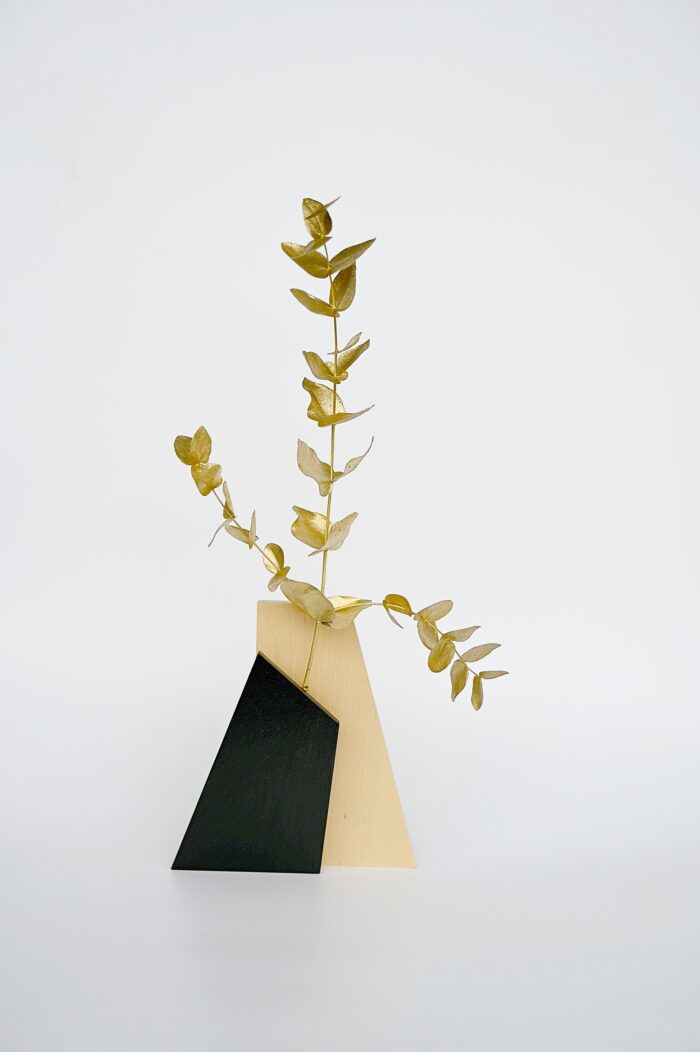Black Wood Bud Vase Modern Table Organizer