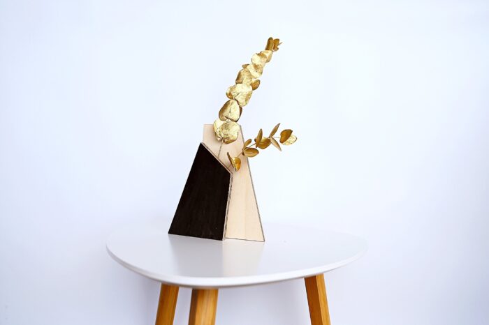 Black Wood Bud Vase Modern Table Organizer - Image 2