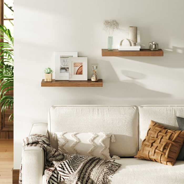 Durable Rustic Floating Shelves with Metal Brackets - Image 4
