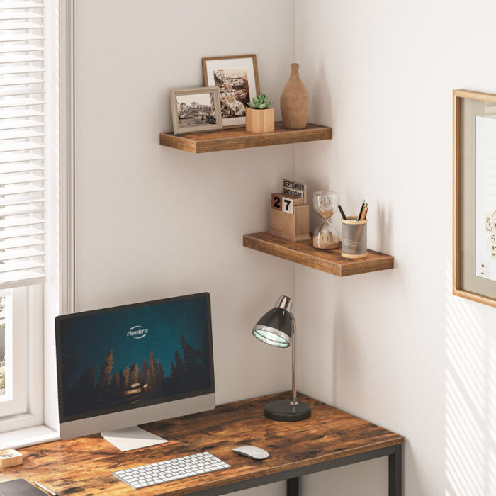 Durable Rustic Floating Shelves with Metal Brackets - Image 6