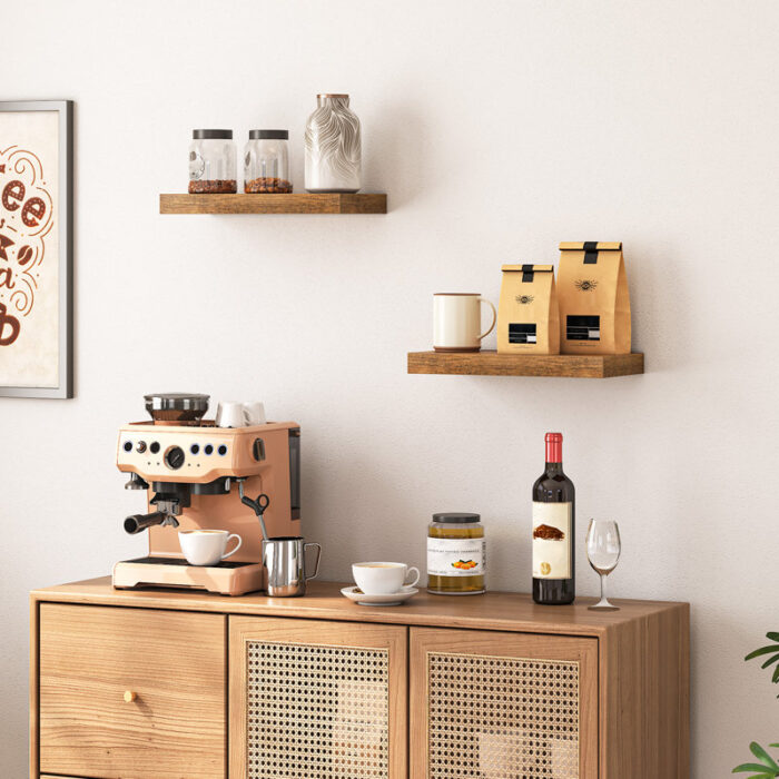 Durable Rustic Floating Shelves with Metal Brackets - Image 7