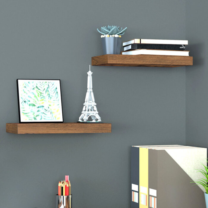 Durable Rustic Floating Shelves with Metal Brackets - Image 8