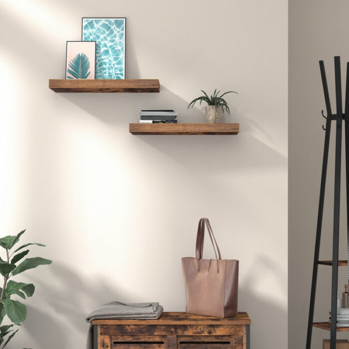 Durable Rustic Floating Shelves with Metal Brackets - Image 9