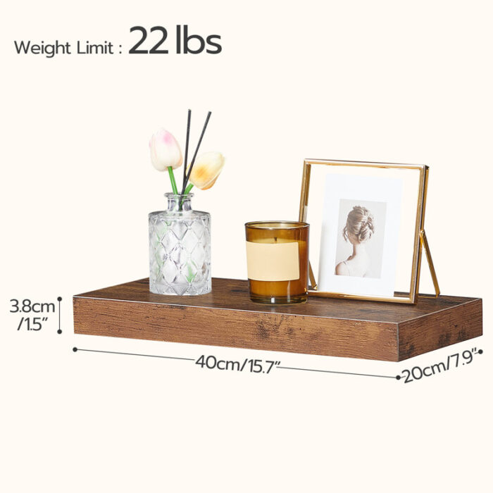 Durable Rustic Floating Shelves with Metal Brackets - Image 13