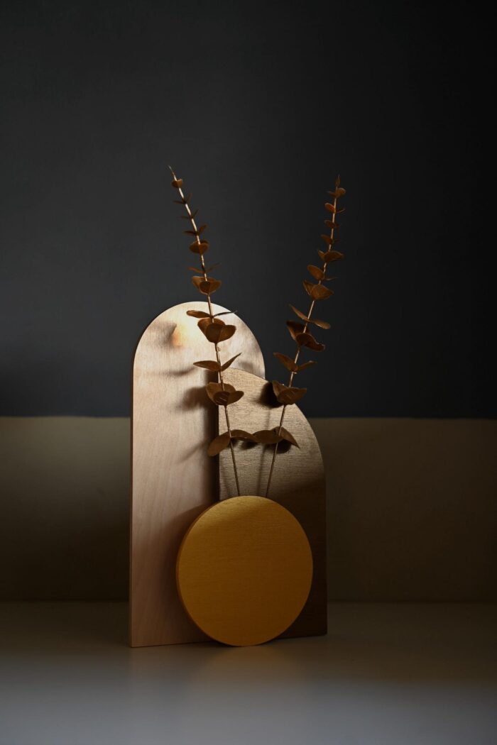 Dry Flower Pocket Brown Gold Wood Vase Table Art - Image 5