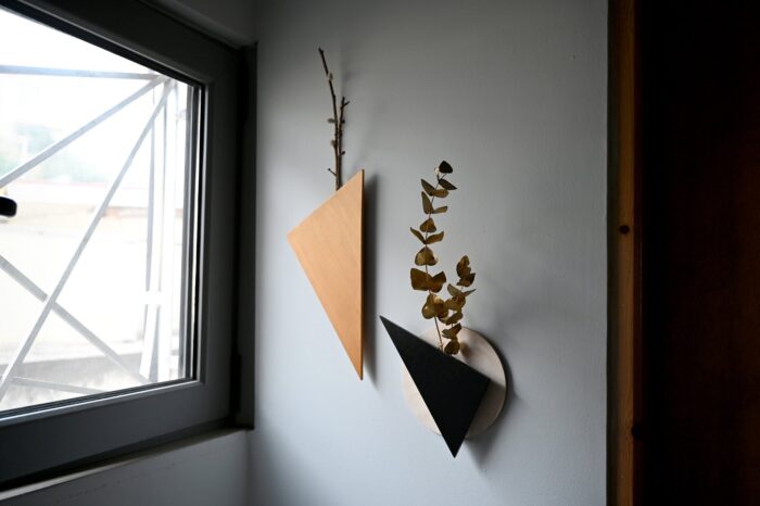 Modern Wooden Wall Pocket for Dried Flowers