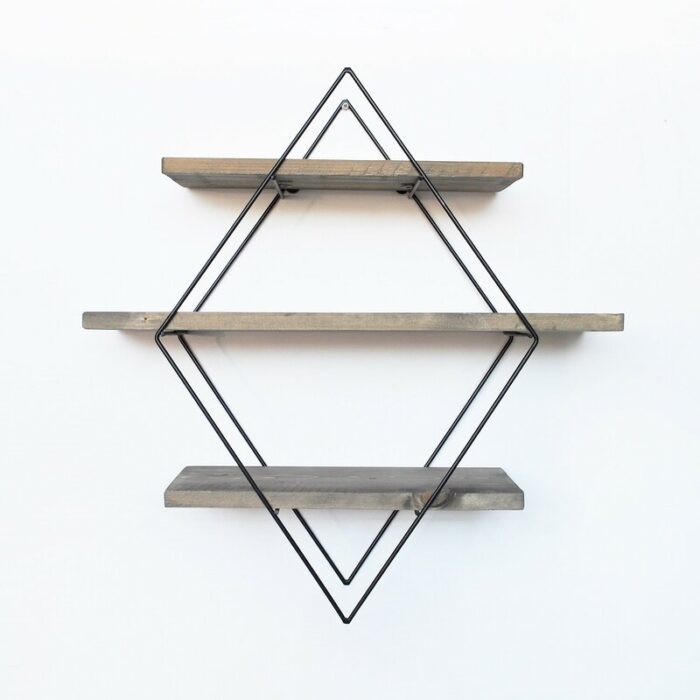 Handcrafted Industrial Wooden Wall Shelf - Image 6