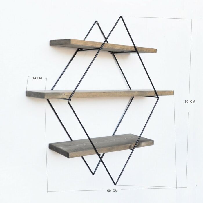 Handcrafted Industrial Wooden Wall Shelf - Image 7