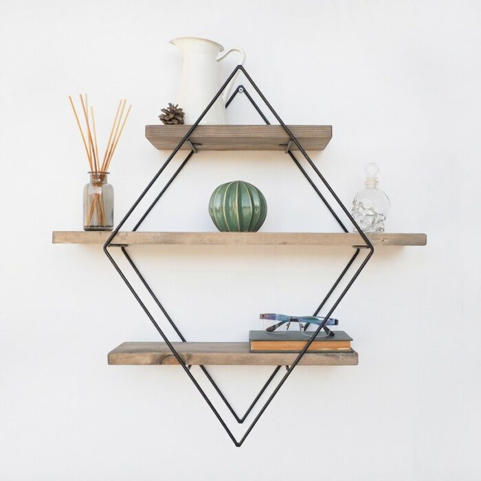 Handcrafted Industrial Wooden Wall Shelf - Image 4