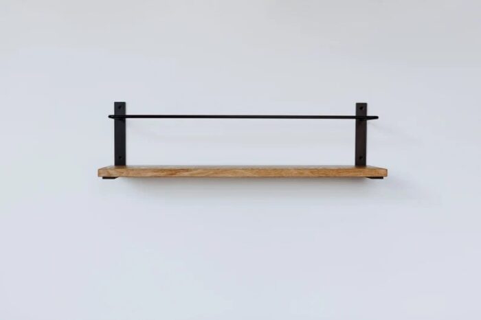 Modern Wooden Wall Shelf with Black Metal Frame - Image 3