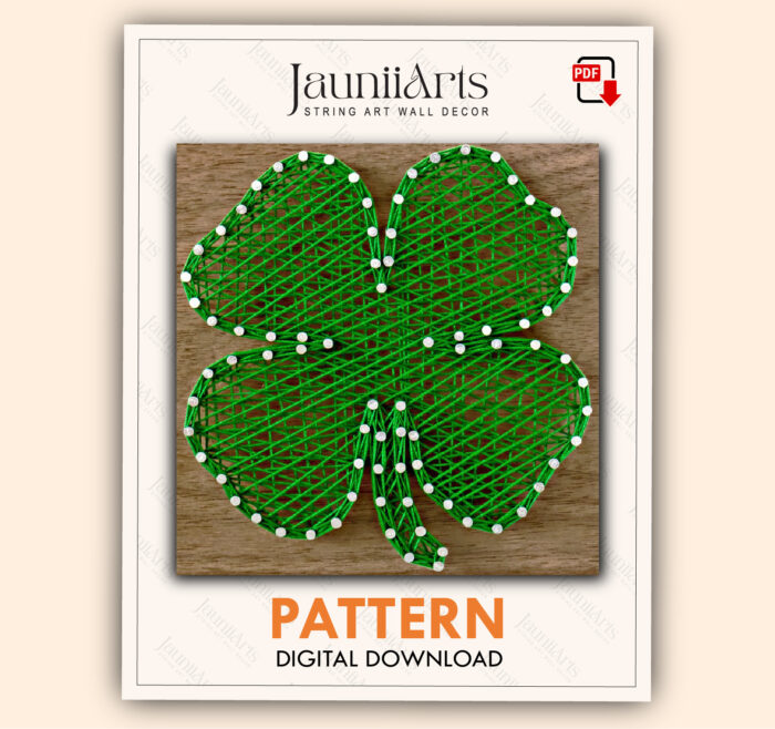 4 Leaf Clover String Art Pattern Digital Template