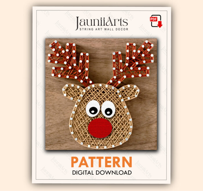5" x 5" Reindeer String Art Pattern Digital Template