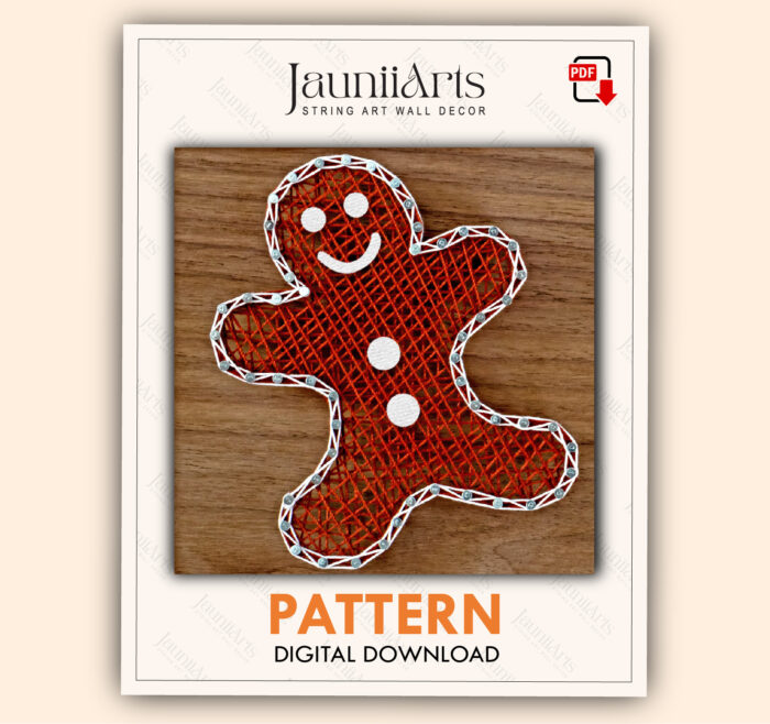 Gingerbread Man String Art Pattern Digital Template