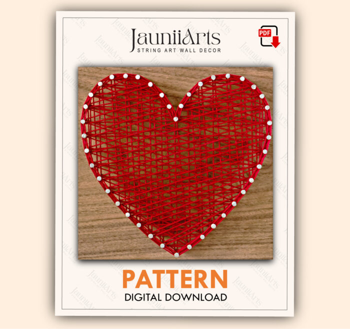 Heart String Art Pattern Digital Template