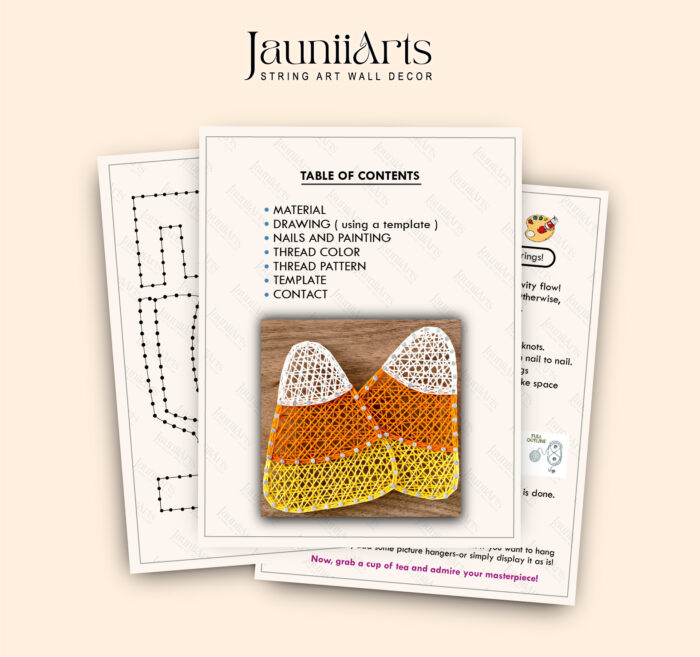 5" x 5" Candy Corn String Art Pattern Digital Template - Image 2