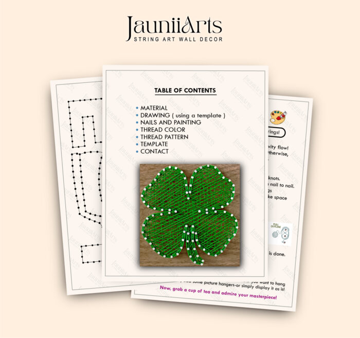 4 Leaf Clover String Art Pattern Digital Template - Image 2