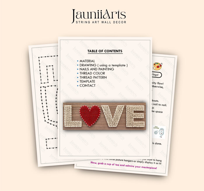 LOVE String Art Pattern Digital Template - Image 2
