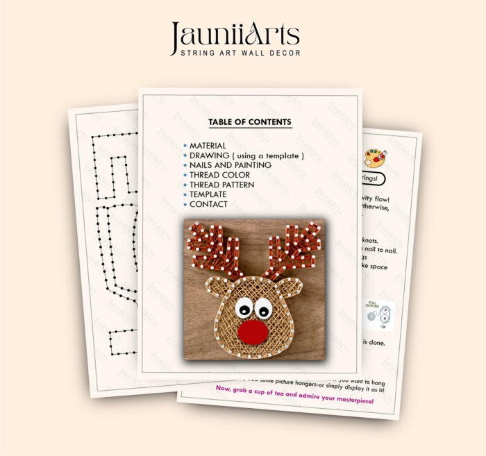 5" x 5" Reindeer String Art Pattern Digital Template - Image 2