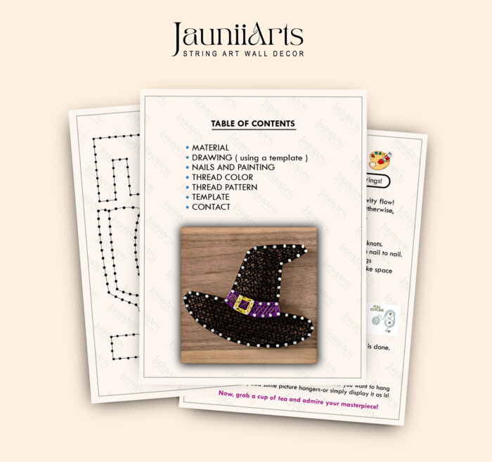 Witch Hat String Art Pattern Digital Template - Image 2