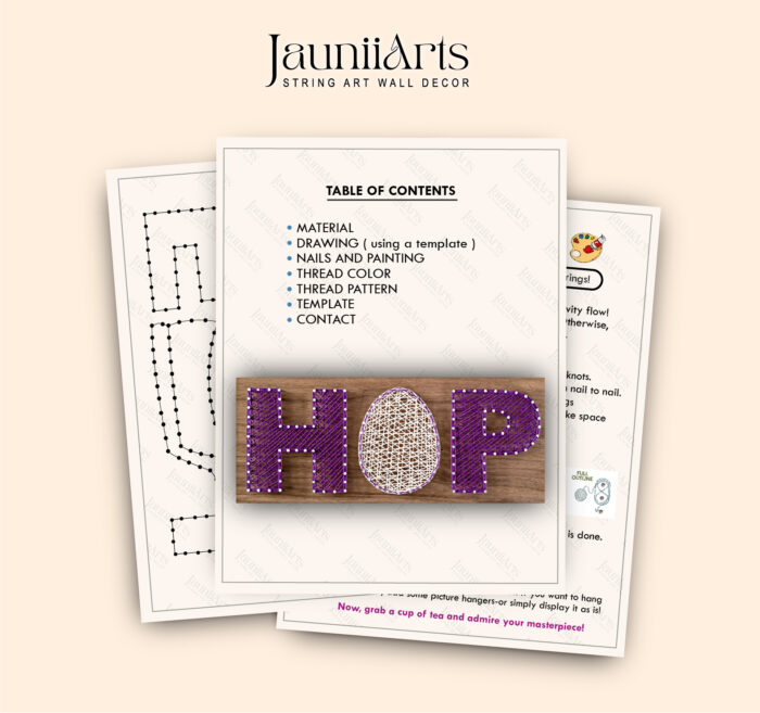 Hoppy Easter String Art Pattern Digital Template - Image 2
