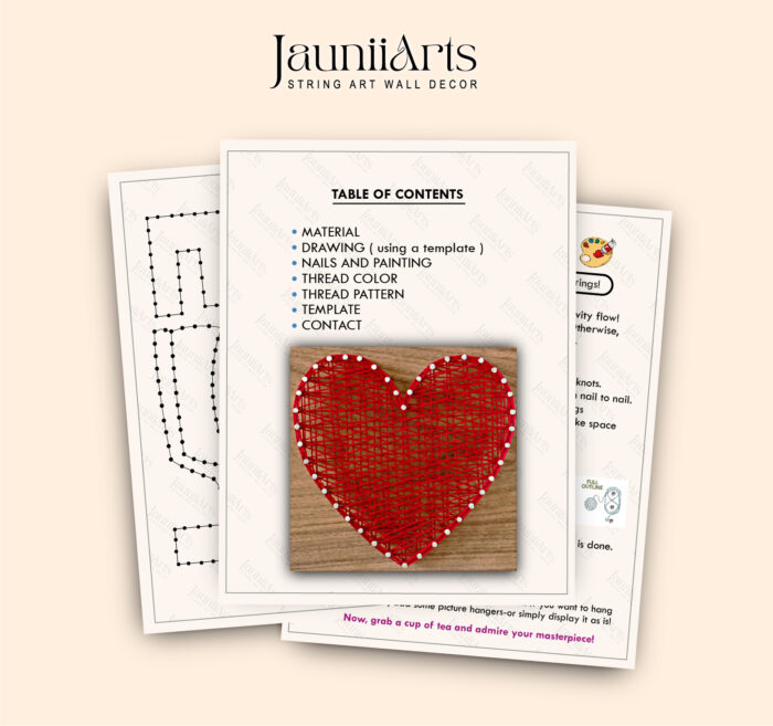 Heart String Art Pattern Digital Template - Image 2