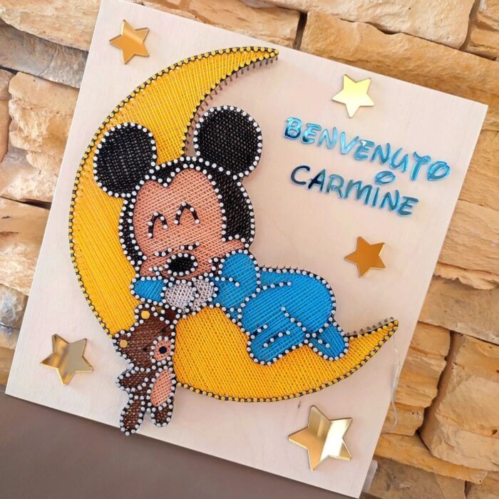Mickey Mouse String Art - Sleeping Baby on the Moon - Image 3