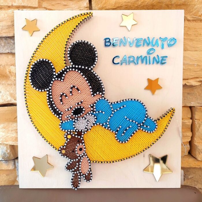 Mickey Mouse String Art - Sleeping Baby on the Moon