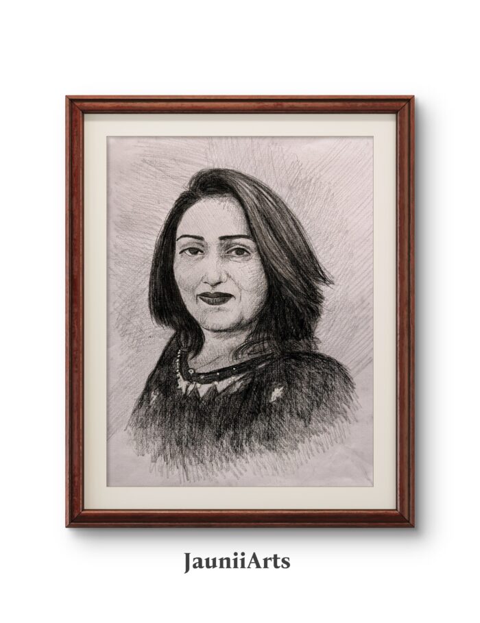 Exquisite Hand-Drawn Pencil Sketch – A Timeless Portrait