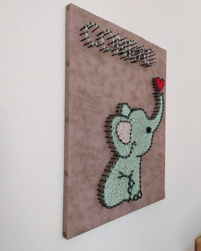 Personalized Elephant String Art – Kids Room Decor - Image 3