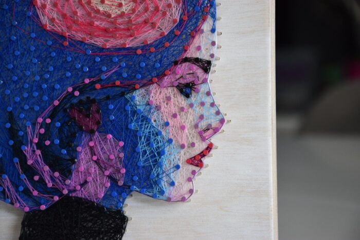 Handmade String Art Portrait – Abstract Female Silhouette - Image 2